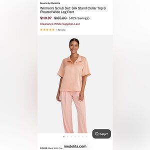 Medelita Scrub Set: Silk top L & Pleated pant - M